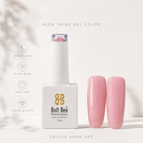 Image of BOLT BEE 15ML Gel Nail Polish 1Pc Clear Pink Glitter Nail Polish Soak Off UV LED Nail Gel Polish Nail Art Starter Manicure Salon DIY at Home, 0.5 OZ (1) (118)