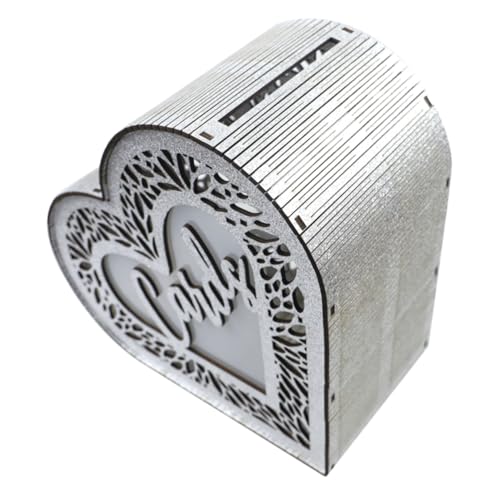 HEALLILY Wooden Heart-shaped Card Holder Box Elegant Wedding Card Container with Hollow Design for Collecting Greeting Anniversaries and Special Occasions