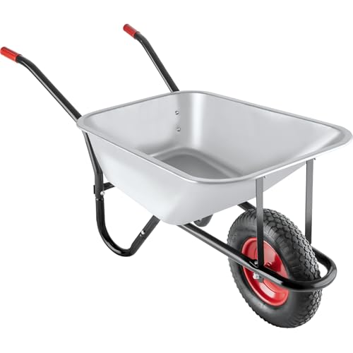 tectake Carretilla de Carga 100L, Acero Galvanizado, Ruedas Neumáticas