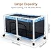 FIOBEE Toy Box for Girls Boys with See-Through Mesh & 360° Rotating Wheels Toy Chest Organizer Easy Install Stuffed Animal Storage for Nursery Playroom Toy Storage Bin, Black