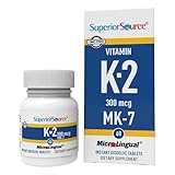 Superior Source Vitamin K2 MK-7 (Menaquinone-7), 300 mcg - Bone Strength & Health Support Supplement - Aids Healthy Heart Function - Bariatric-Friendly - 60 Sublingual Dissolving Tablets