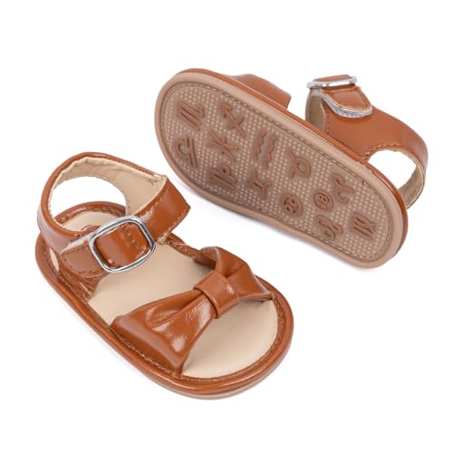 Image of HsdsBebe Baby Girls Sandals Bohemia Flower Bow Soft Sole Toddler First Walkers Beach Summer Shoes
