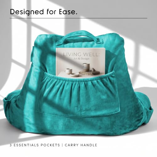Image of Nestl Reading Pillow with Shredded Memory Foam, Designed for Sitting Up in Bed and Couch, Back and Arms Adjustable Support for Adult & Teens Backrest Pillows for Reading, with Washable Cover Teal