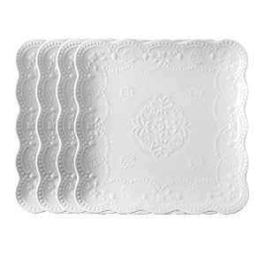 Jusalpha Quadratische Spitzenplatte 6-Zoll Weiß 4er-Set