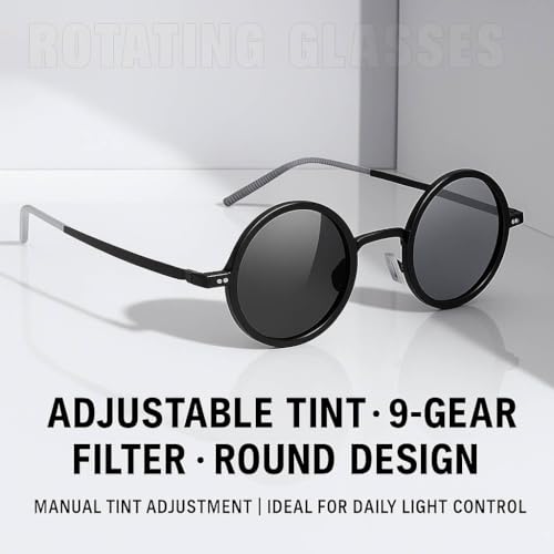 Ultralight Sunglasses Adjustable Tint Polarized ND Filter Lenses – 1-9 Gear Round Frame for Men2