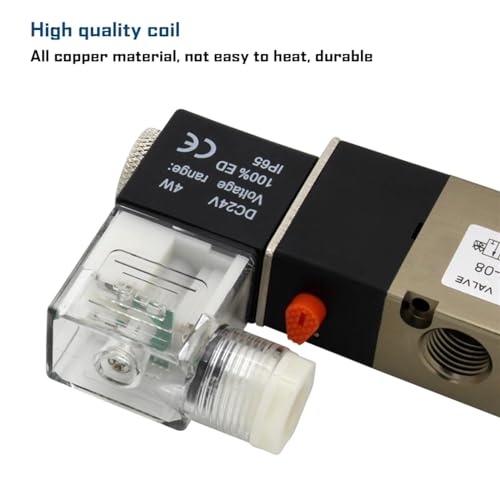 Électrovanne 4V230-08 triplement positionnée normalement fermée DC24V avec raccords - 7