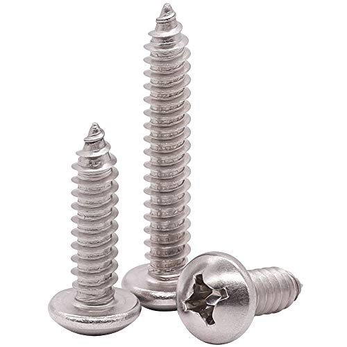 #8 x 2 Pan Head Sheet Metal Screws, 304 Stainless Steel 18-8, Phillips Drive, Self Tapping, Corrosion Resistant Screws for Wood Sheet Metal, Pack of 50 by EASTLO - Used condition - US$5.17