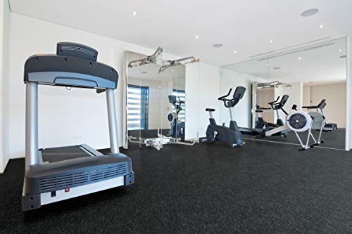 Genaflex Lite Rubber 8Mm Interlocking Tiles For Gym Flooring, Exercise Equipment, Exercise Areas - 20" X 20" (Grey/Black, 60 Tiles - 162 Sq. Ft) #TOP4