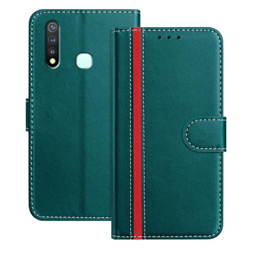 Mo-Beauty Compatible with vivo Y19 / U3 / Y5S / Z5i Case, Leather Flip Wallet Cover with Magnetic Closure Magnetic Kickstand Card Slots Case for vivo Y19 (Green)