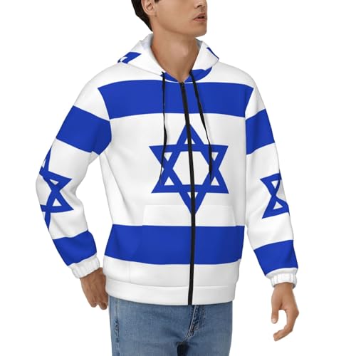DWWKWJ Israel Flag Hoodies Man Jacket Unisex Casual Pullovers Black