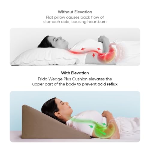 Image of Frido Wedge Plus Cushion for Sleeping & Acid Reflux Relief | Memory Foam Pillow | High Resillience Foam | Orthopedic Wedge Cushion for Leg Elevator | Pregnancy | GERD | Light Caramel- Pack of 1
