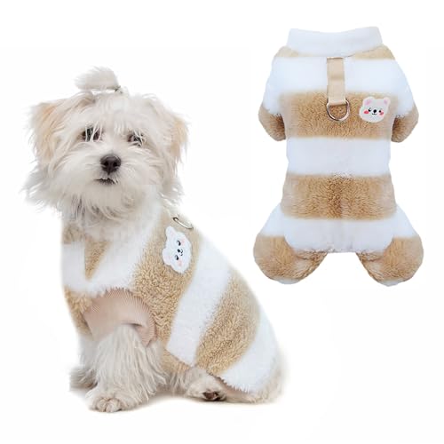 Pull Chien Hiver, yisight Pull Rayé Chein, Manteaux d&rsquo;hiver pour Chiens, Vêtements Chiot, Vêtements pour Petits Chien Animal de Compagnie (Kaki Rayures, L)