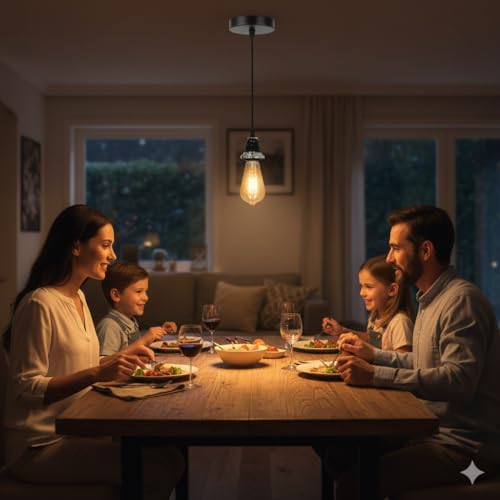 Image of Ceiling Hanging Light Stainless Steel 304 & Black Pendant for Dining Table, Living Room, Bedroom, Restaurants, Offices, Cafes, Hotels. E27 Bulb Type. (Bulb Not Included) (SS 304)