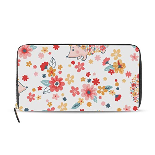 Porte-cartes en cuir véritable hérisson pour femme aux finitions soignées