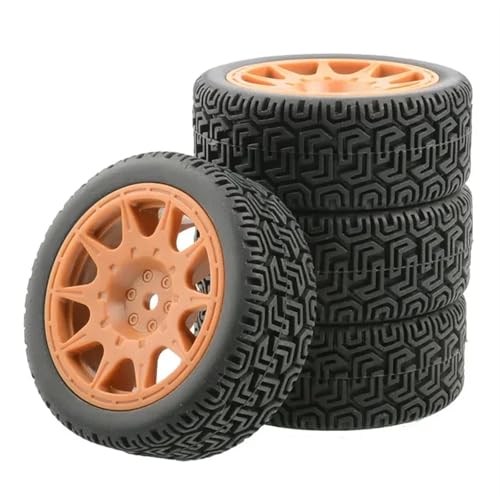 Pneus voiture RC WLtoys 144001 de rechange 68mm tout-terrain orange