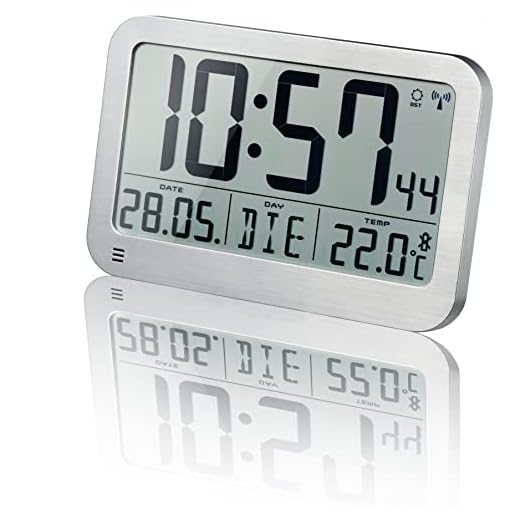 BRESSER MyTime MC LCD Reloj de Pared, Plata, 225x150mm