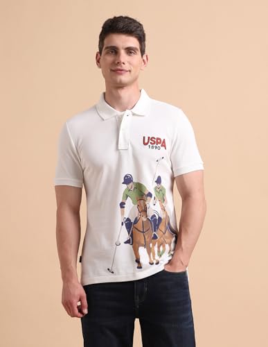 Image of U.S. Polo ASSN. Printed Polo T Shirts for Men - 100% Cotton, Half Sleeve Mens Tshirt