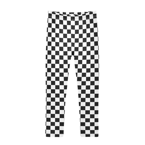 Joisal 4T Girls Leggings Black and White Checkered, Athletic Leggings for Girls