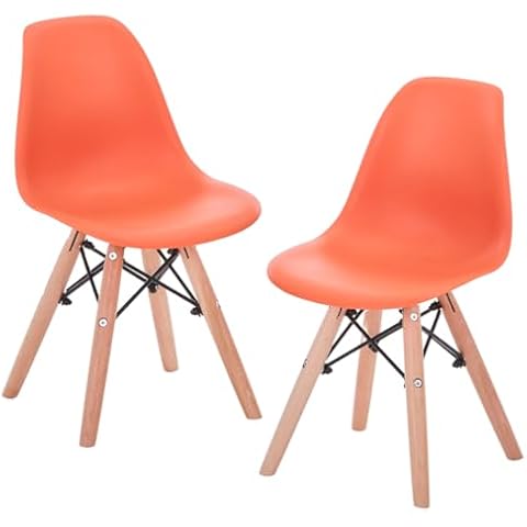 Pozbee Kids Chair Set of 2, Ergonomic Safe Toddler Chairs Comfy, Orange Nursery Dining Room Chairs, 2-7 Yr Old Kids Desk Chairs Lightweight Indoor Child Activity Chair for Children (2, Orange) Cover