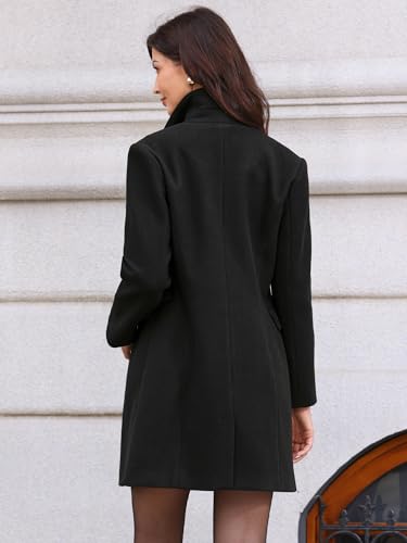 Allegra K Double Breasted Coat for Women's Lapel Collared Winter Elegant Long Peacoat with Pockets3