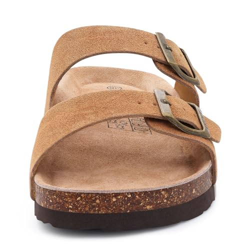 Image of ODOLY Unisex Comfortable Cork Footbed Slide Sandals with Arch Support | Adjustable Buckle, Lightweight Summer Sandals for Travel and Everyday Wear