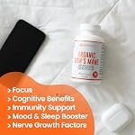 Senzu® Organic Lions Supplément de la Mane avec >25% Bêta-Glucans (2100mg) Source potentielle d'antioxydants I I Immunité naturelle Cerveau Nootrope puissant I 90 Capsules que je fabrique au Canada