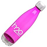 BPA-Free Sport Water Bottles 25 oz, Tritan Non Toxic Plastic, Reusable Flask with Stainless Steel Leak Proof Twist Off Cap & Steel Base, Cola Bottle Shape (Fuchsia, 25 Ounces)