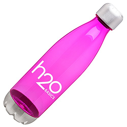 H2O Basics BPA-Free Sport Water Bottles 25 oz, Tritan Non Toxic Plastic, Reusable Flask with Stainless Steel Leak Proof Twist Off Cap & Steel Base, Cola Bottle Shape (Fuchsia, 25 Ounces)