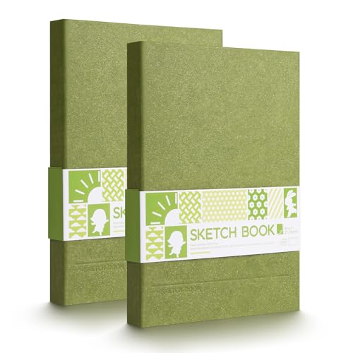 Arrtx A5 Sketchbook 8.5"x6.1" - 120 Sheets/240 Pages(2 Pack), 180gsm Acid-Free Paper Blank Sketch Book, Hardcover Portable Artist Sketch Journal for Drawing, Illustration & Travel image 8