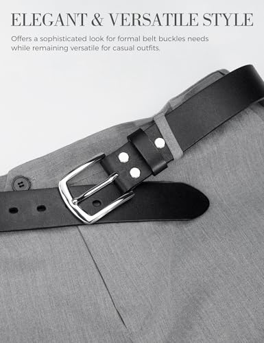 Vantrava 1.5 inch Belt Buckle- Nickel-Free Zinc Alloy Single Prong Square Replacement Buckle for Formal & Casual Belt (Single Prong 01-Silver, 1.5 inch)