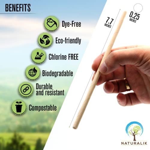 Naturalik 300/1000-Pack Extra Durable Brown Paper Straws Biodegradable- Premium Eco-Friendly Paper Straws Bulk- Drinking Straws For Juices, Restaurants And Party Supplies, 7.7" (Brown, 300Ct) #TOP1