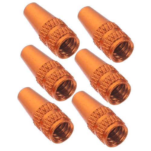 6 tapas para válvula de bicicleta de aleación, color naranja, para bicicletas de montaña y carretera, sellado excelente contra fugas y suciedad, accesorios estilosos miniatura 1