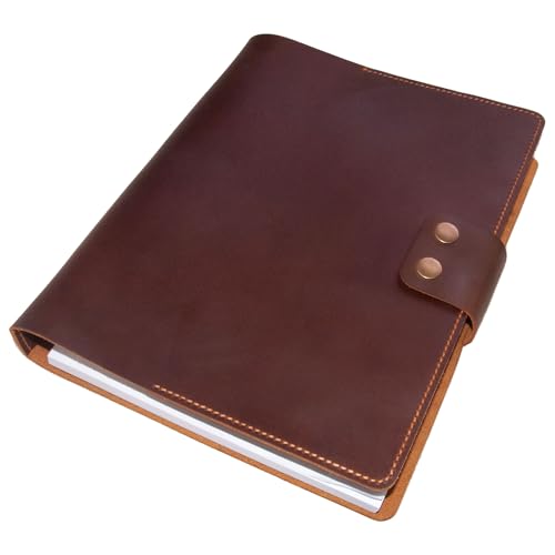 Turbosnail Leather Business Portfolio 3 Ring Binder For 3 Hole 8.5 X 11 Refill Paper Folio Leather Business Organizer