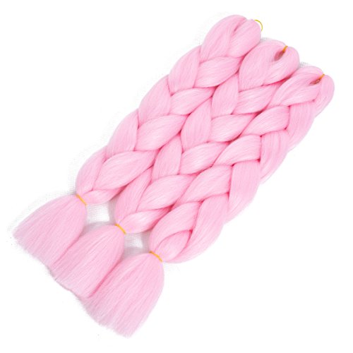 CCmargue Jumbo Braiding Hair 3pcs Pink Kanekalon Braids Hair Pure Color Ombre Braiding hair (3pcs, pink)