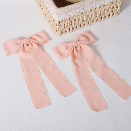 Pinzas para el cabello moño de cintas coral 2 piezas miniatura 2