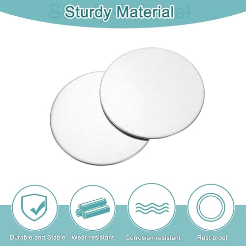 QUARKZMAN 2 Stück 304 Edelstahl Disc 70mm Durchmesser, 1,8mm Dick Runde Metallscheiben Flache Edelstahl Scheiben, Blank Edelstahlplatten Rund Rohlinge für Kettenanhänger Schmuckherstellung