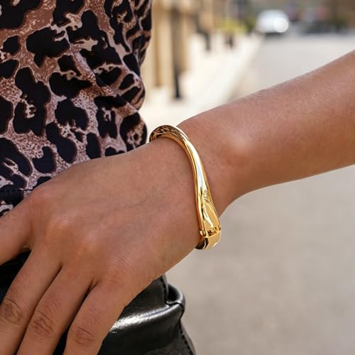 Image of MTINEAPS Gold Bangle Bracelets for Women Teens Trendy Chunky Adjustable Twist Cuff Bracelet Jewelry Gifts