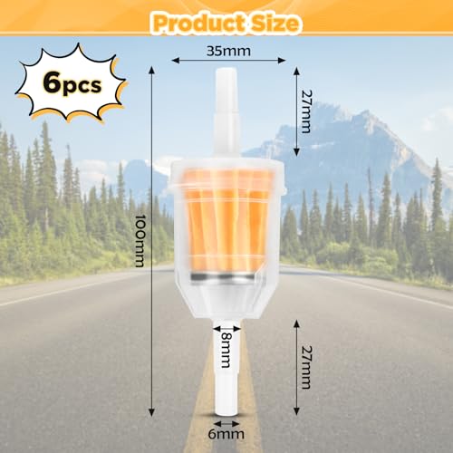 6 Stück Kraftstofffilter 6mm / 8mm, Benzinfilter Universal GasöL, Sprit Filter, GasöL FlüSsigkeitsfilter Benzinfilter Moped, Kraftstofffilter Diesel Für RasenmäHer Auto Motorrad Diesel Moped