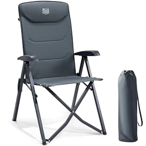 TIMBER RIDGE Campingstuhl Faltbar Hohe Lehne mit 4 Positionen verstellbar bis 150kg Klappstuhl Camping Gepolstert Gartenstuhl Angelstuhl mit Tasche für Garten Balkon Wohnmobil