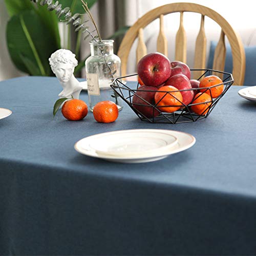 Nappe bleu 140x180cm en polyester pour table de repas et pique-nique