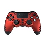 Steelplay, METALTECH, manette de jeu sans fil pour PS4, gamepad avec double système de vibration, manette bluetooth compatible avec PS4, PS3 et PC - Rouge