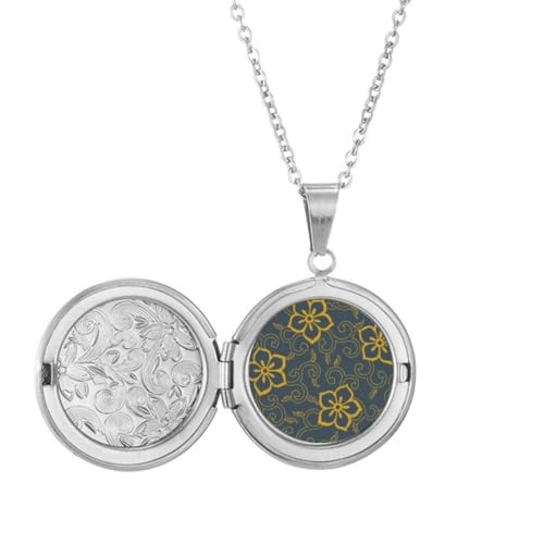 Collier médaillon japonais aux motifs de fleurs asiatiques pour femme