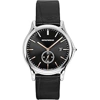 Emporio Armani - Reloj analógico de cuarzo suizo clásico para hombre con correa de piel negra ARS1013