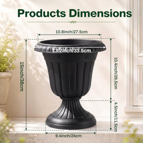 Zhehao 4 Pcs 13 x 15 Urn Planter Pedestal Flower Pot, Black by Zhehao - Used condition - Image 2