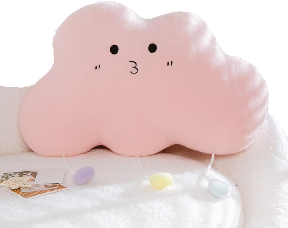 Simulation Cloud Plush Pillow Sleeping Hugging Plush Cushion Living Room Sofa Waist Pillow Stuffed Throw Pillows (Pink Whale(55×40cm/21.65"×15.7"))