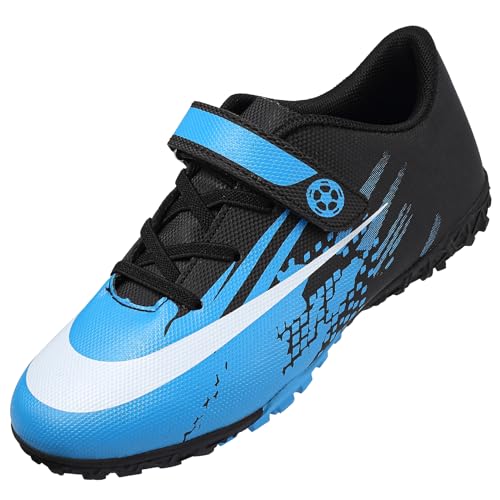 VLOOKST Football Boots Boys Astro Turf Trainers Kids Non-Slip Junior Football Shoes Sports Shoes Outdoor Athletic Sneakers Girls Soccer Shoes Unisex Blue 12UK