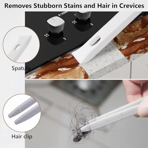 Image of Multi-Function Rotating Crevice Cleaning Brush, Hard Bristle Crevice Cleaning Brush for Household use, Upgraded 4-in-1 Gap Cleaning Brush for Kitchen Bathroom (3, Purple+White+Brown)