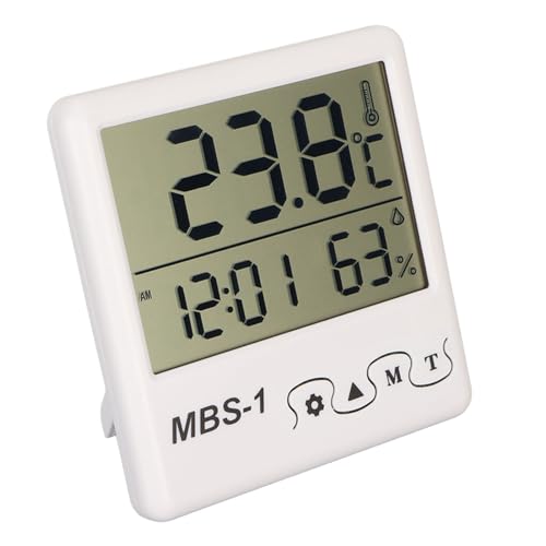 ACOGEDO Reloj Higrómetro Digital para Interiores Reloj de Temperatura Electrónico Montado en la Pared para Oficina Invernadero Pantalla de Automóvil con RelojReloj InteriorReloj DigitalReloj de