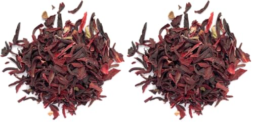 Organic Hibiscus Flower Cut & Sifted, by Herb Co, Hibiscus Sabdariffa, from Germany & Egypt, Kosher, for Hot or Cold Beverages, Tea, Jams, Baked Goods, Soups, Skin & Hair Products, 1 lb (Pack of 2)