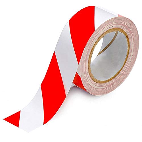 isupli 1 ruban adhésif de marketing de sol rouge et blanc 48 mm x 33 m, ruban adhésif robuste pour emballage, boîte en carton, déménagement, expédition, haute visibilité